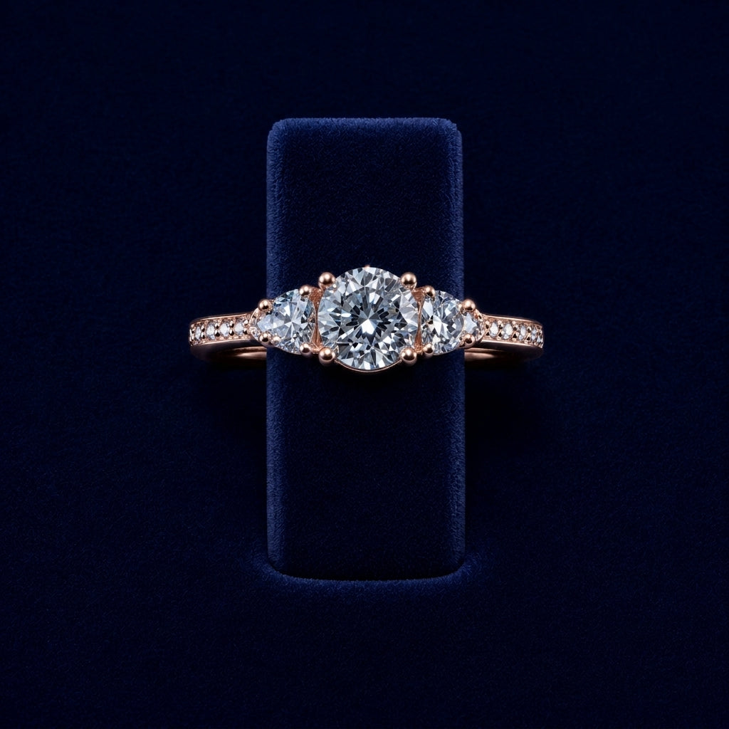 3 CT Round & Pear-Cut VVS Moissanite Diamond Three-Stone Ring By Shaped Jewelers