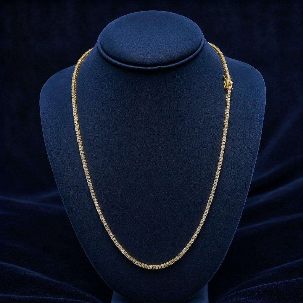 3mm Gold-Dipped Moissanite Tennis Chain — 24" By Shaped Jewelers