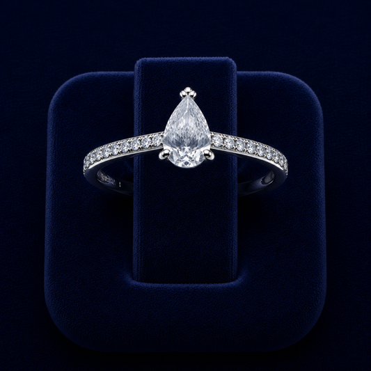 2 CT Pear-Cut Moissanite Pave Engagement Ring