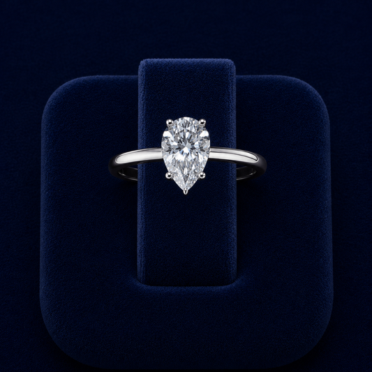 2 CT Pear-Cut VVS Moissanite Diamond Solitaire Ring