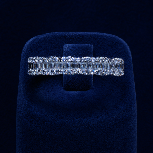 3 CT Baguette & Round-Cut VVS Moissanite Diamond Band Ring