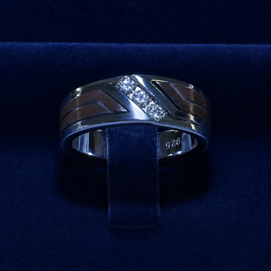 Two-Tone Rose & White Sterling Silver Moissanite Ring