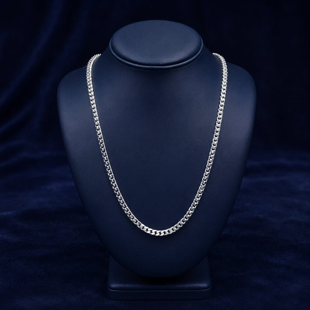 4mm Franco Chain — Rhodium Finish By Shaped Jewelers