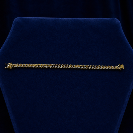 Two-Tone Diamond-Cut & Diamond-Dust Miami Cuban Bracelet