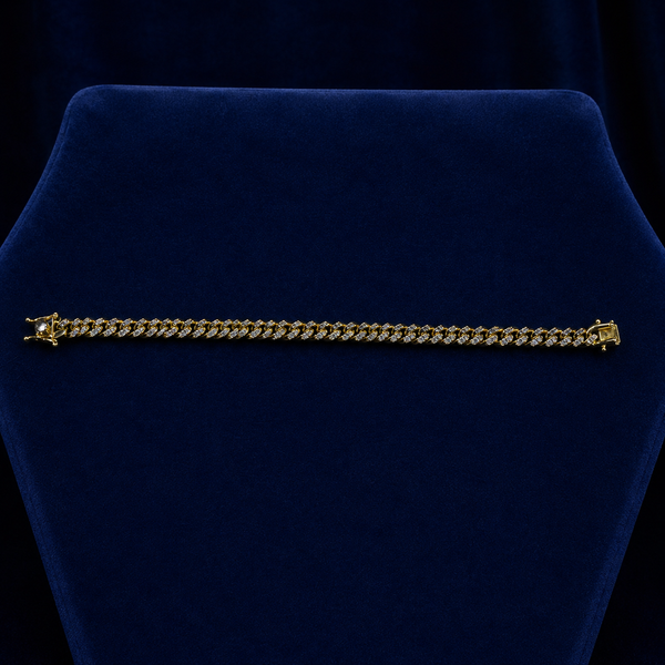 Two-Tone Diamond-Cut & Diamond-Dust Miami Cuban Bracelet