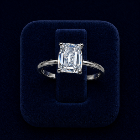 3 CT Emerald-Cut VVS Moissanite Diamond Solitaire Ring