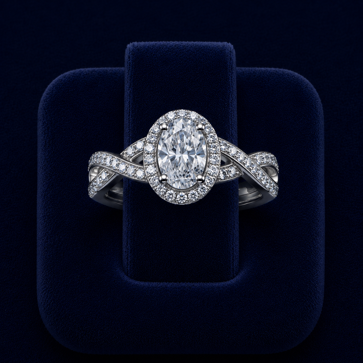 3 CT Oval-Cut VVS Moissanite Diamond Halo Engagement Ring
