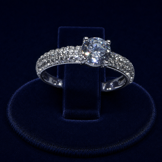 3 CT Oval-Cut VVS Moissanite Diamond Pavé Engagement Ring