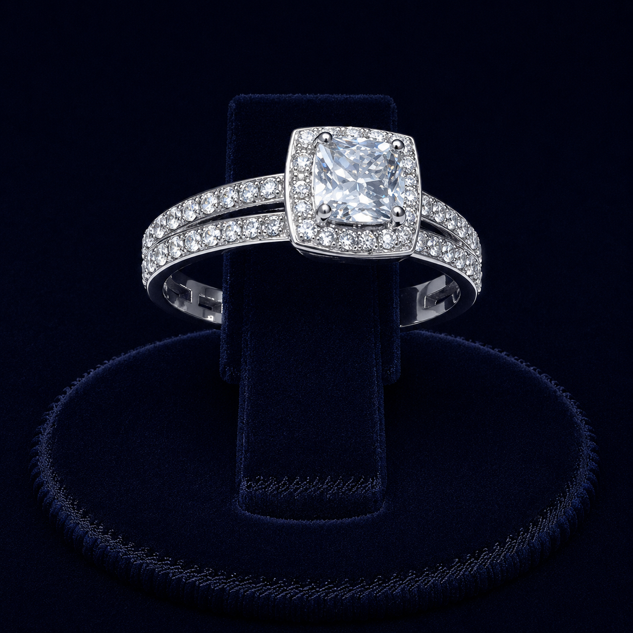 3 CT Princess-Cut VVS Moissanite Diamond Halo Bridal Ring Set
