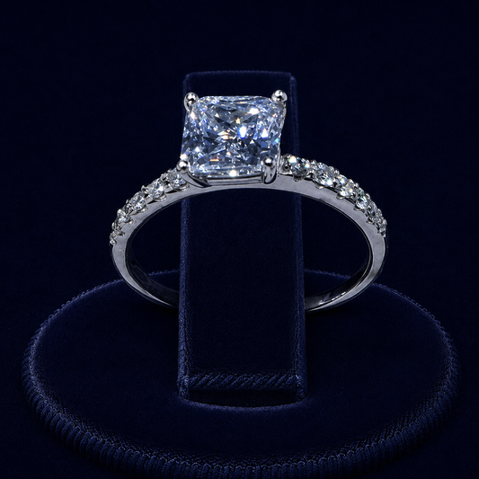 3 CT Princess-Cut VVS Moissanite Diamond Pavé Engagement Ring