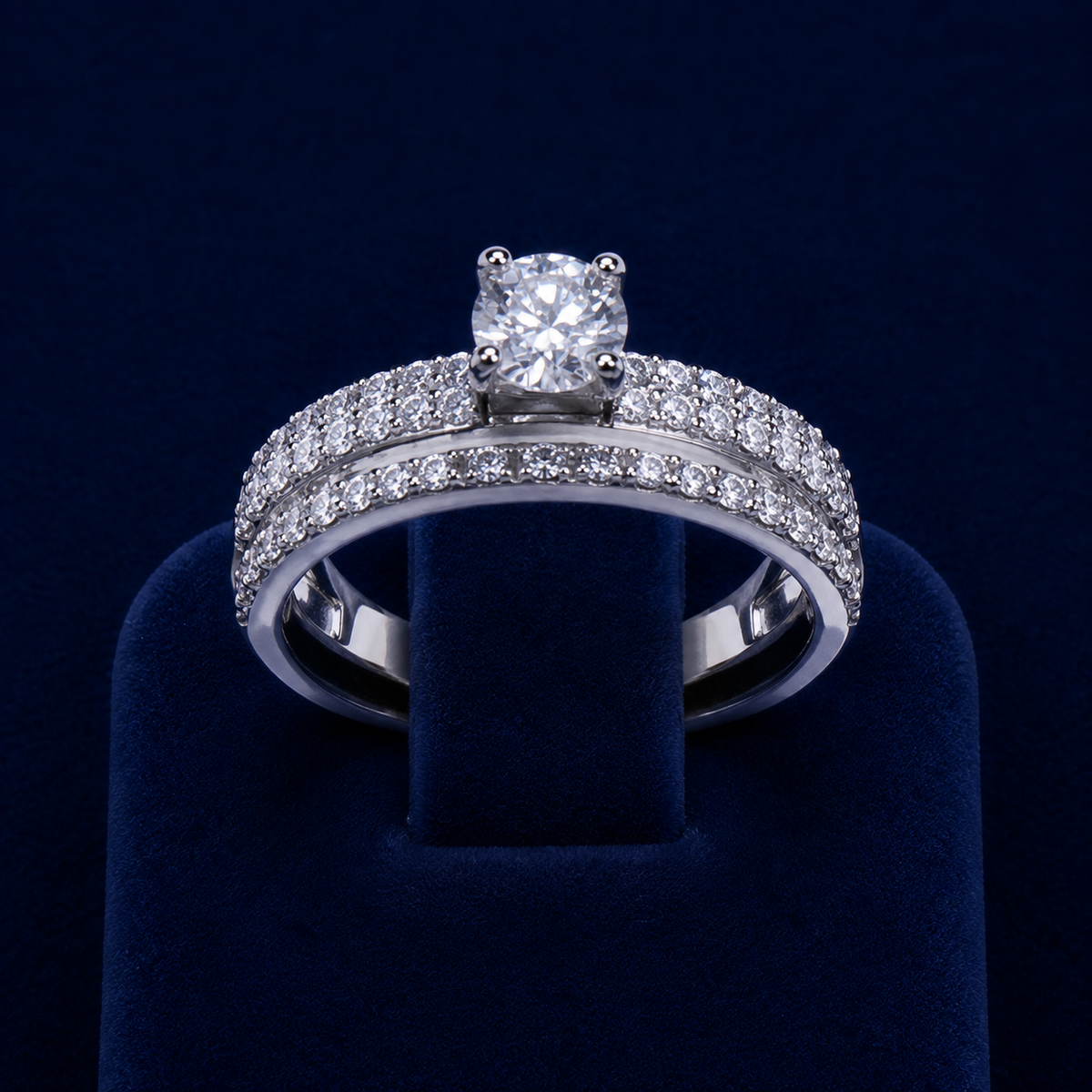 3 CT Round-Cut VVS Moissanite Diamond Bridal Ring Set