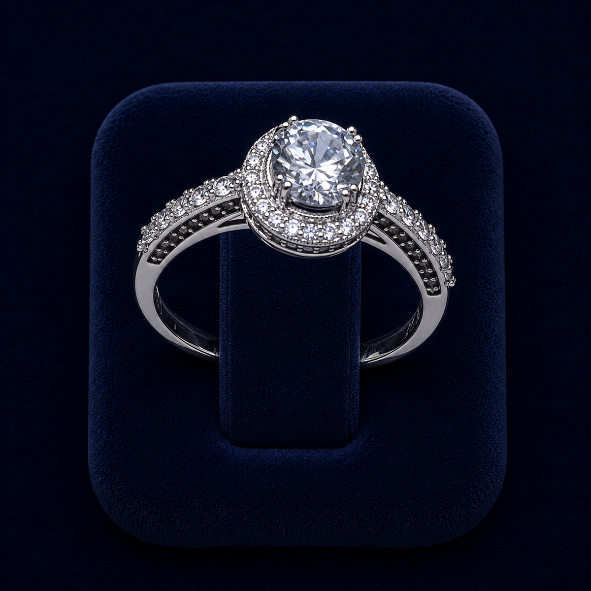 3 CT Round-Cut VVS Moissanite Diamond Double-Halo Engagement Ring