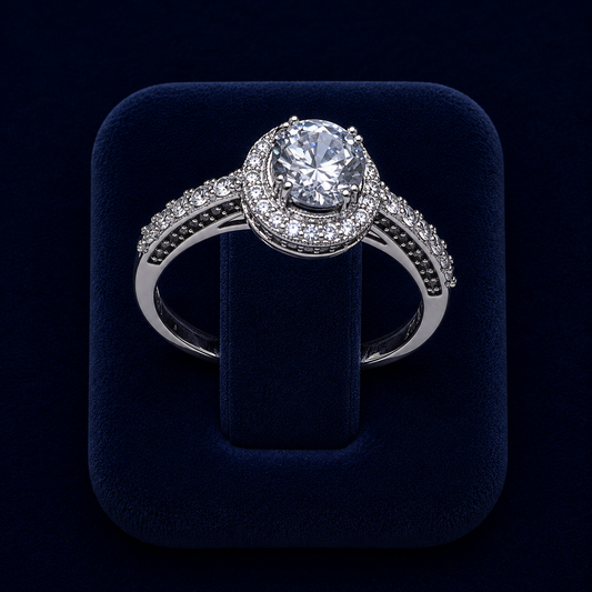 3 CT Round-Cut VVS Moissanite Diamond Double-Halo Engagement Ring