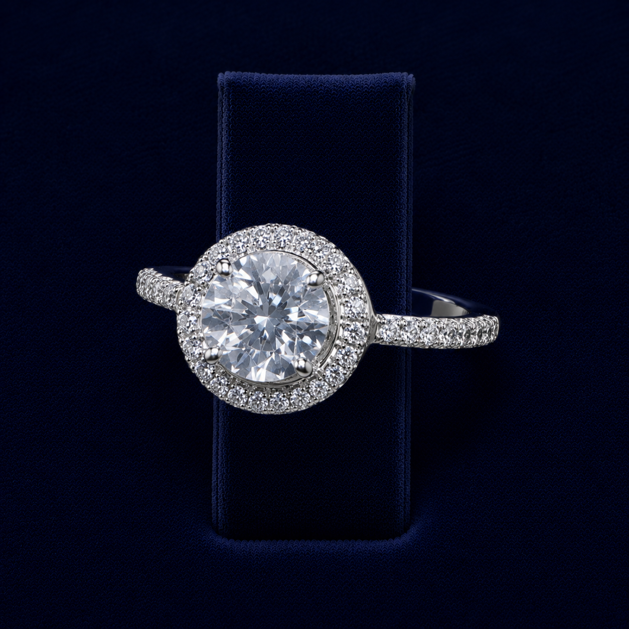 3 CT Round-Cut VVS Moissanite Diamond Halo Engagement Ring