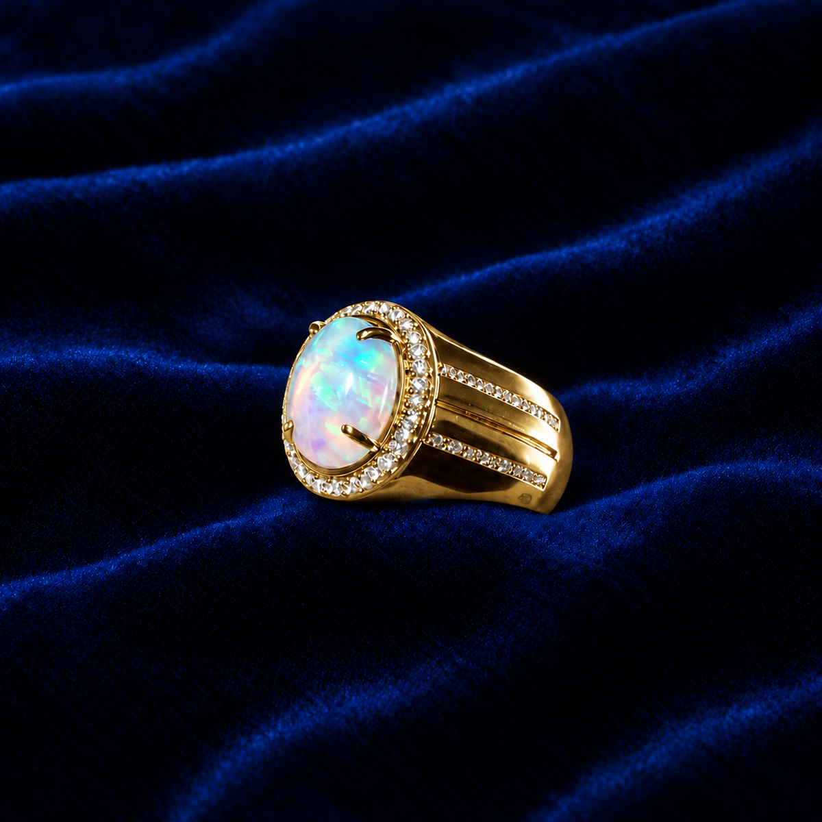 Natural Opal & Diamond Ring