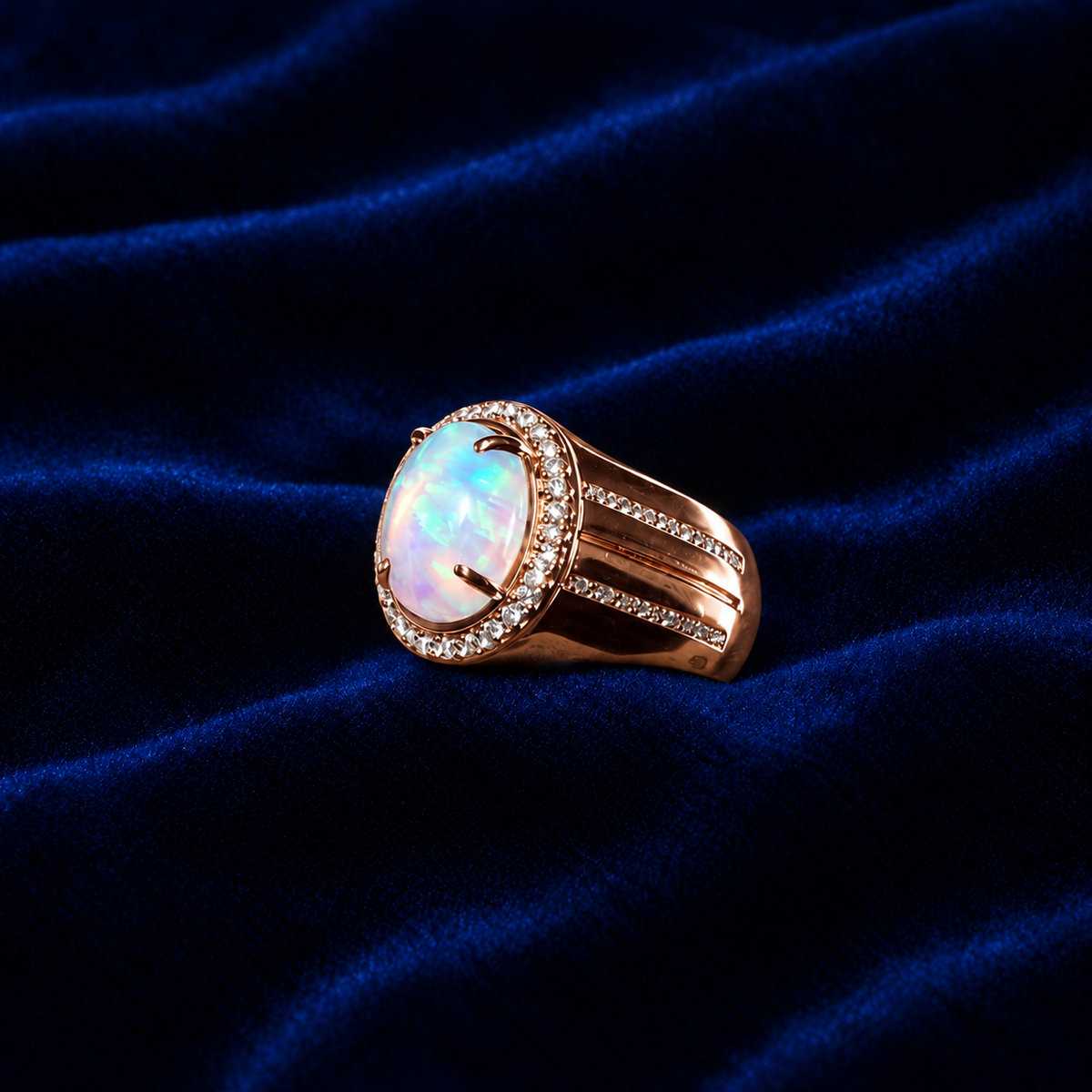 Natural Opal & Diamond Ring