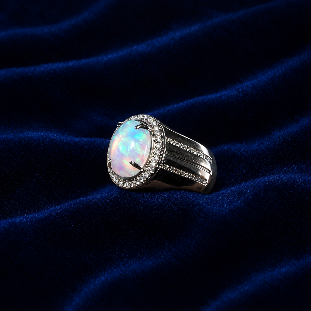 Natural Opal & Diamond Ring