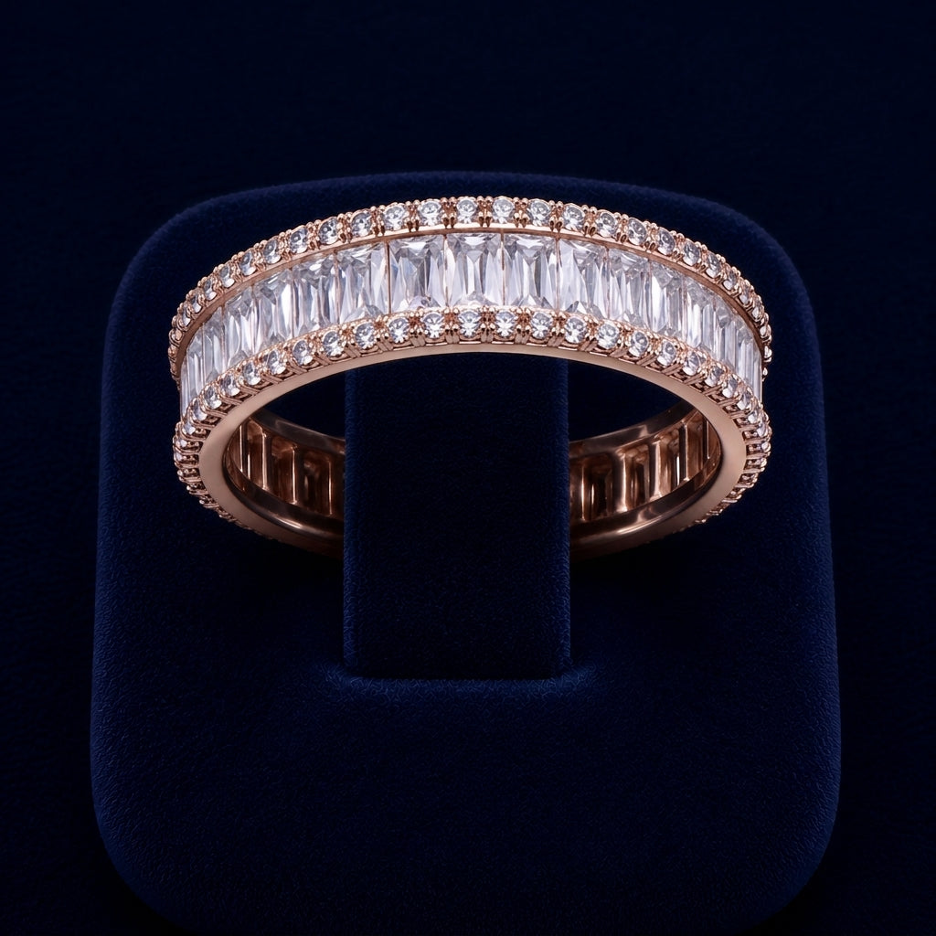 5 CT Baguette & Round-Cut VVS Moissanite Diamond Eternity Band Ring By Shaped Jewelers