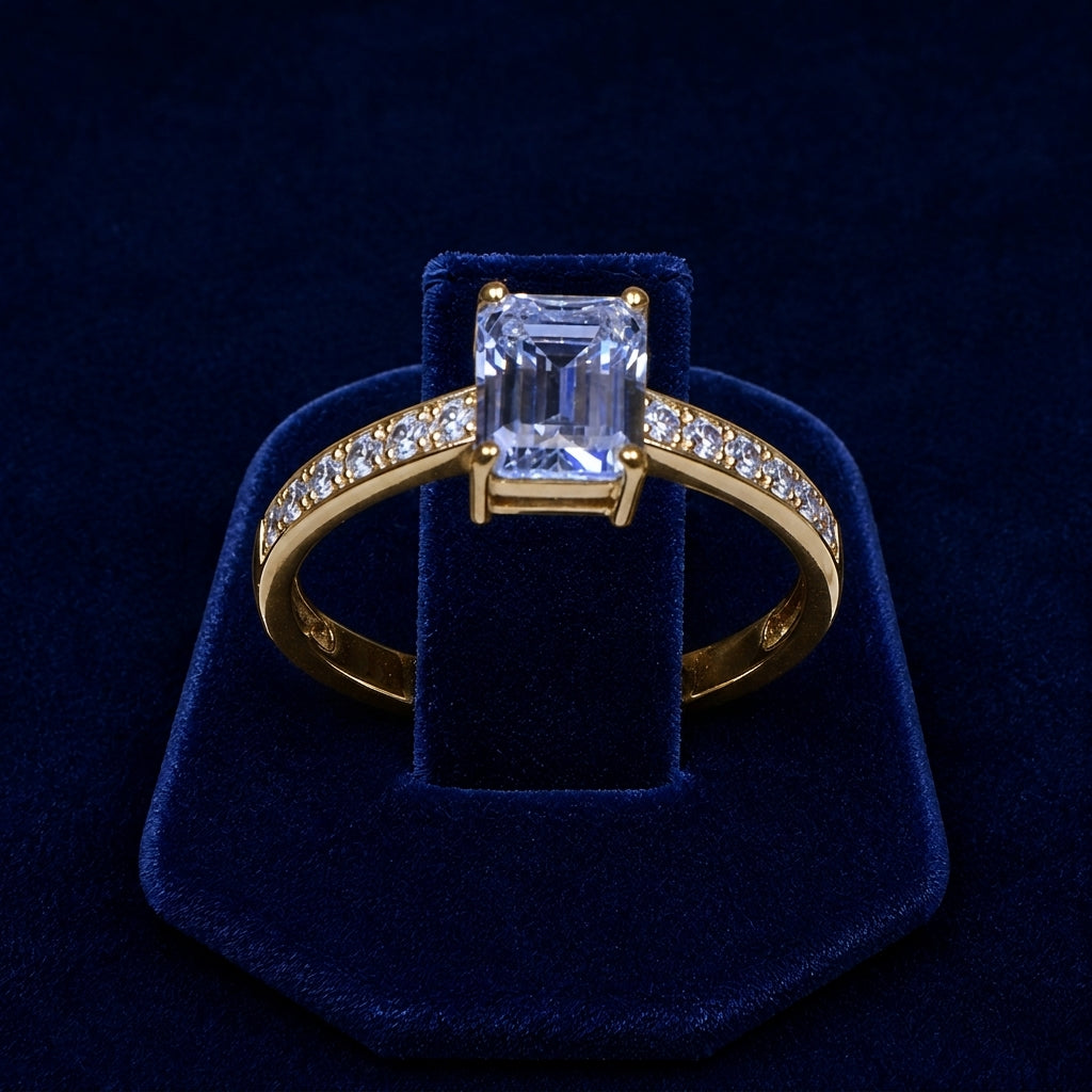 5 CT Emerald-Cut VVS Moissanite Diamond Pavé Engagement Ring (Channel Shoulders) By Shaped Jewelers