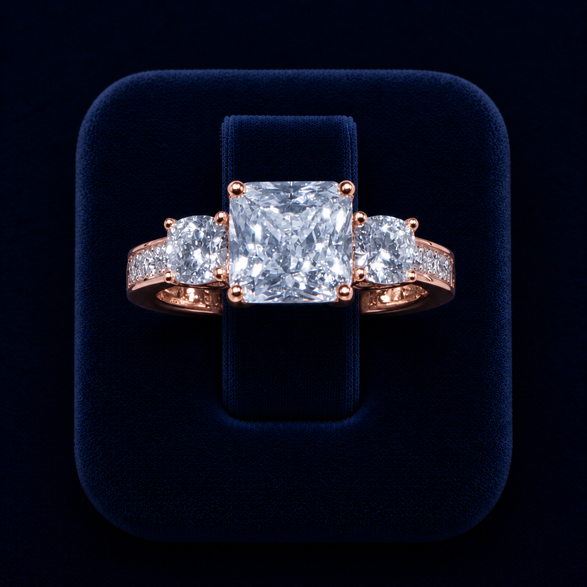 5 CT Princess & Pear-Cut VVS Moissanite Diamond Three-Stone Engagement Ring By Shaped Jewelers