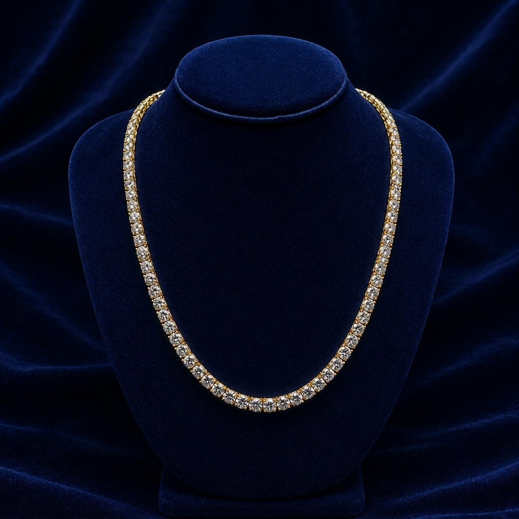 5mm Gold-Dipped Moissanite Tennis Chain — 20" By Shaped Jewelers