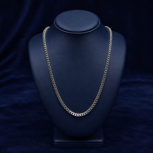 4mm Franco Chain — Rhodium Finish