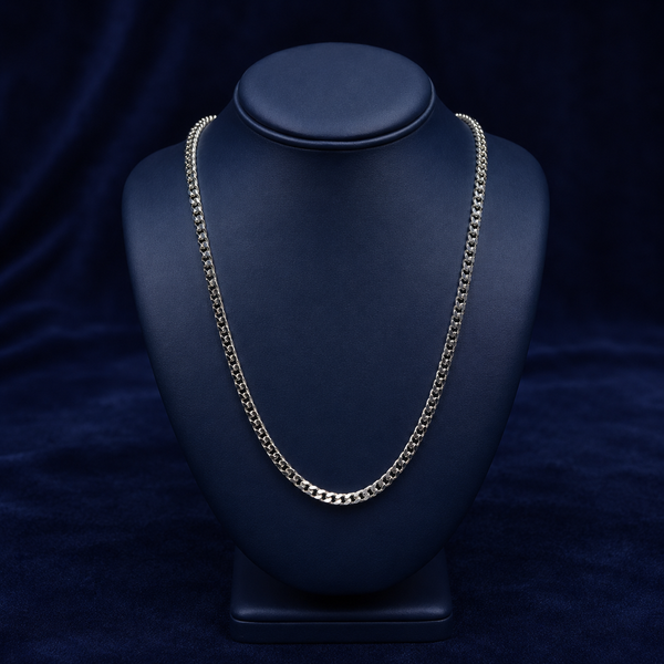 4mm Franco Chain — Rhodium Finish
