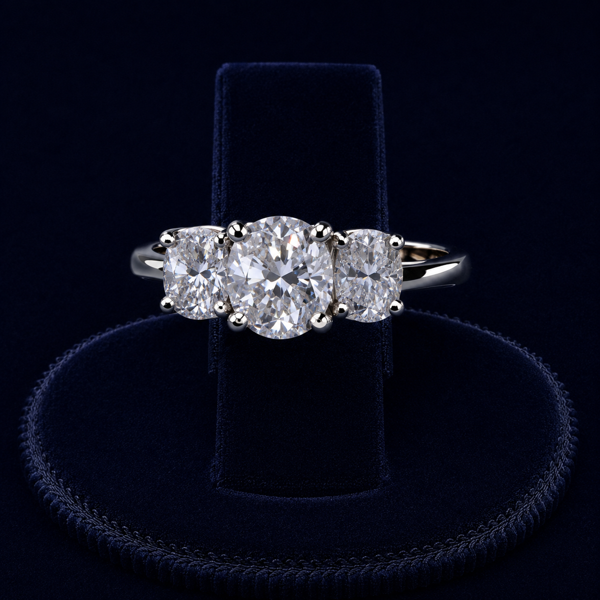 5 CT Oval-Cut VVS Moissanite Diamond Three-Stone Engagement Ring