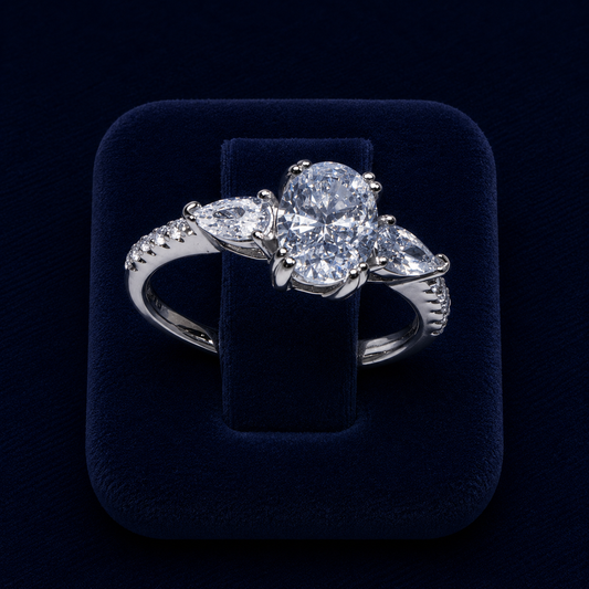 5 CT Oval & Pear-Cut VVS Moissanite Diamond Floral Cluster Ring