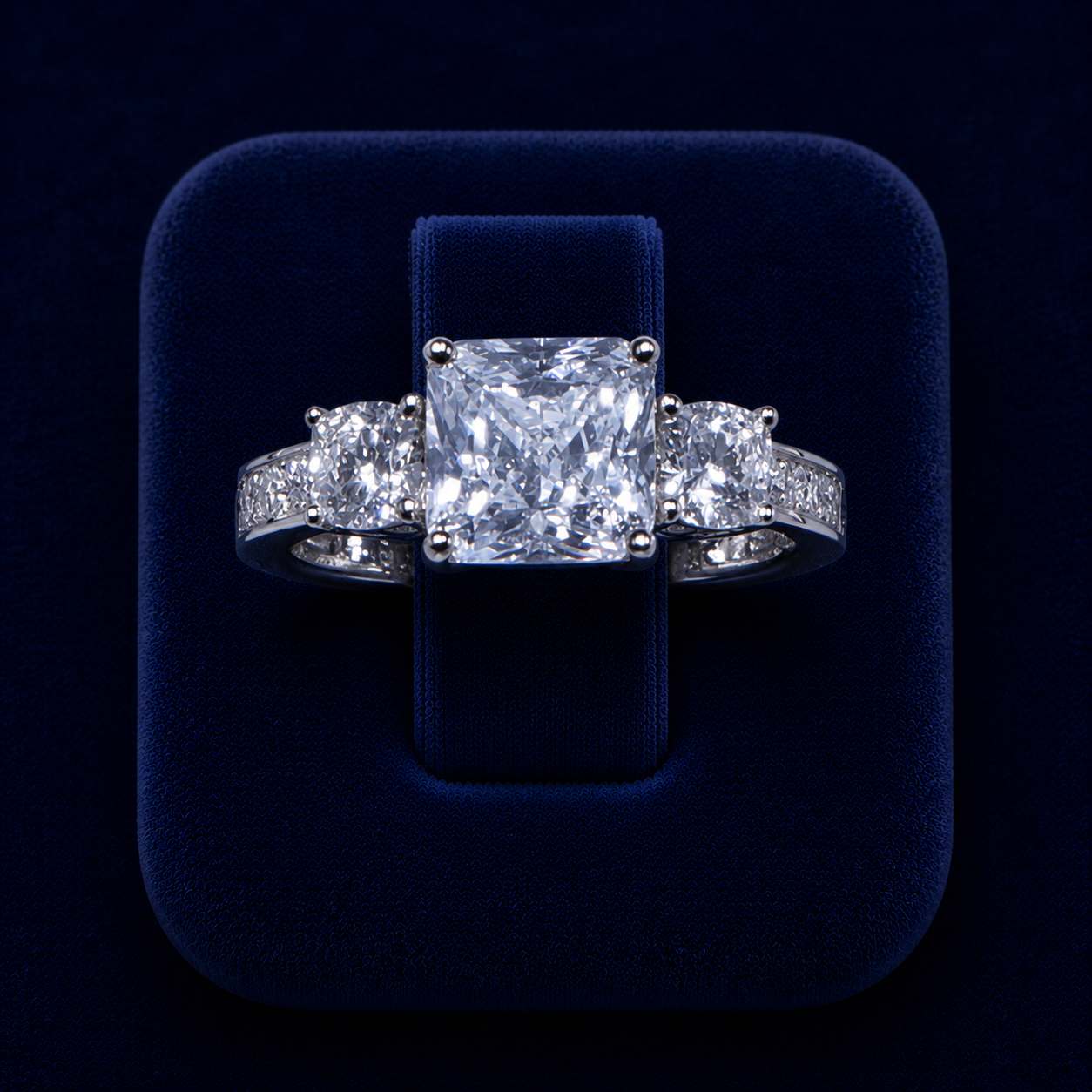 5 CT Princess & Pear-Cut VVS Moissanite Diamond Three-Stone Engagement Ring