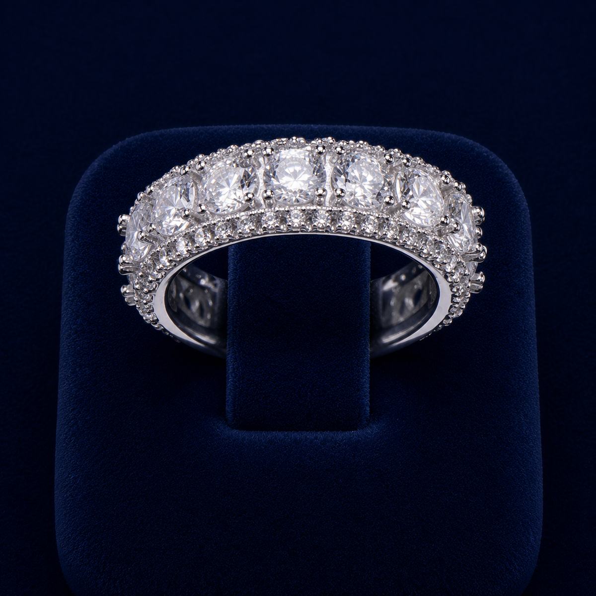5 CT Round-Cut VVS Moissanite Diamond Multi-Stone Band Ring