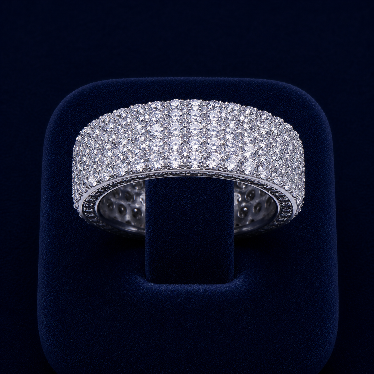 5 CT Round-Cut VVS Moissanite Diamond Pavé Band Ring