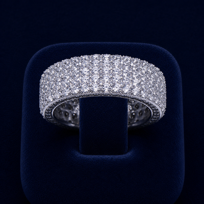 5 CT Round-Cut VVS Moissanite Diamond Pavé Band Ring