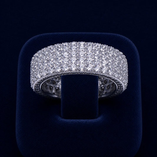 5 CT Round-Cut VVS Moissanite Diamond Pavé Band Ring