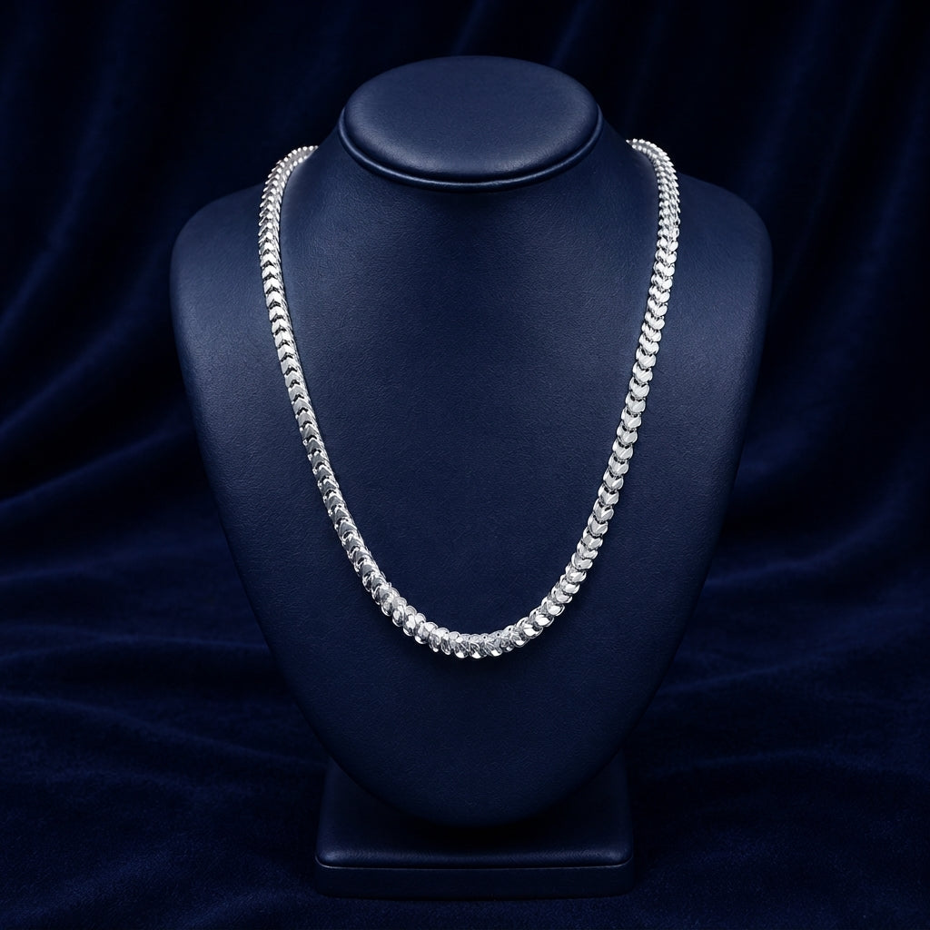 6mm Franco Chain — 20", Rhodium Finish By Shaped Jewelers