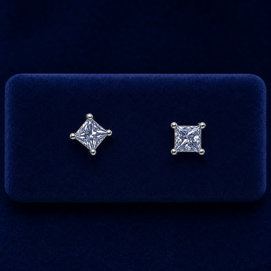 Princess-Cut Solitaire Stud Earrings