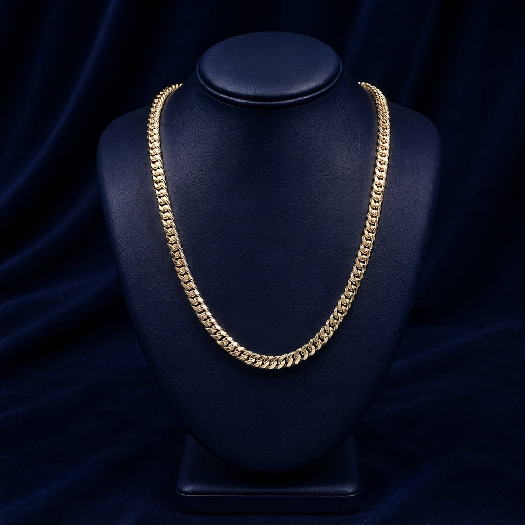 8mm Miami Cuban Link Chain — Rhodium Finish By Shaped Jewelers