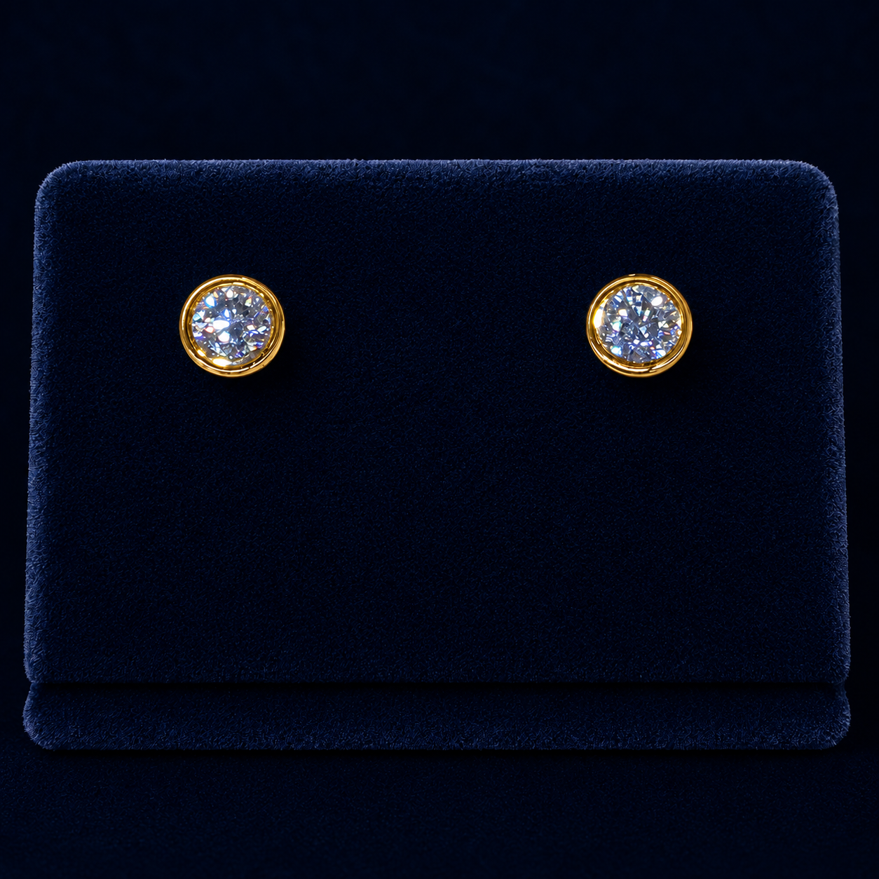 Bezel-Set Round Solitaire Stud Earrings By Shaped Jewelers