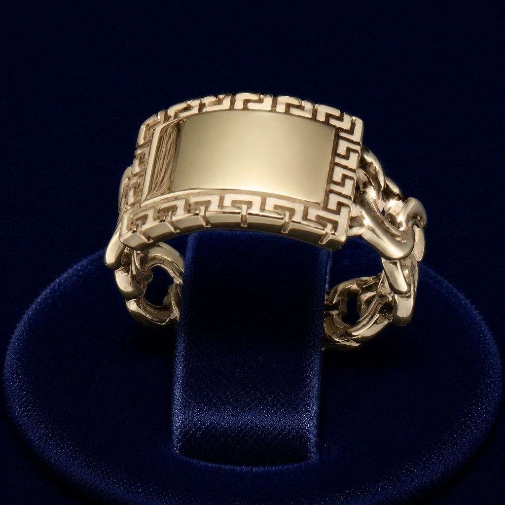 Chino Link Greek-Key Signet Ring By Shaped Jewelers