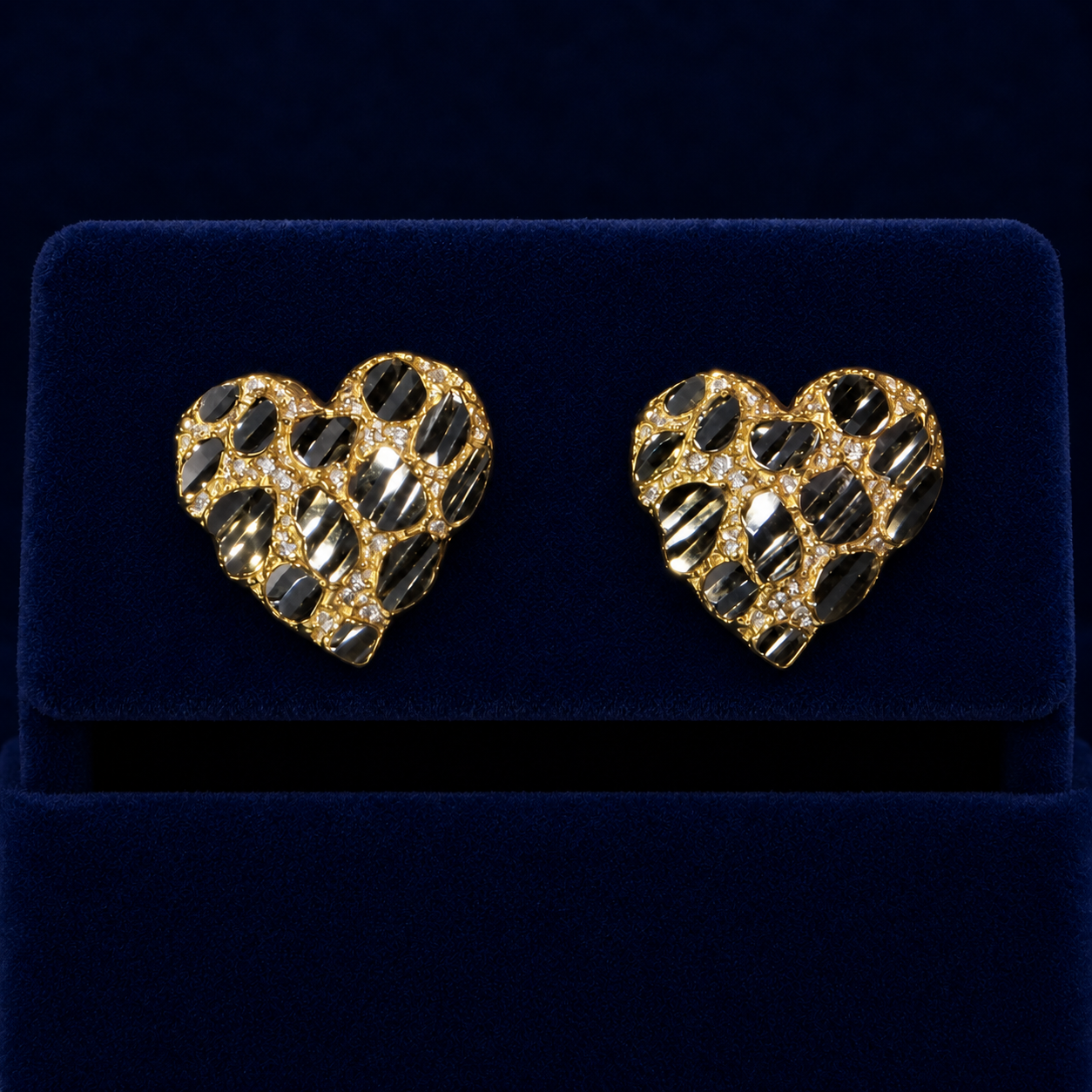 Diamond-Cut Heart Nugget Stud Earrings By Shaped Jewelers