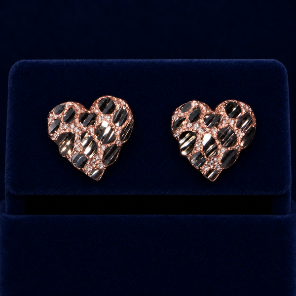 Diamond-Cut Heart Nugget Stud Earrings By Shaped Jewelers