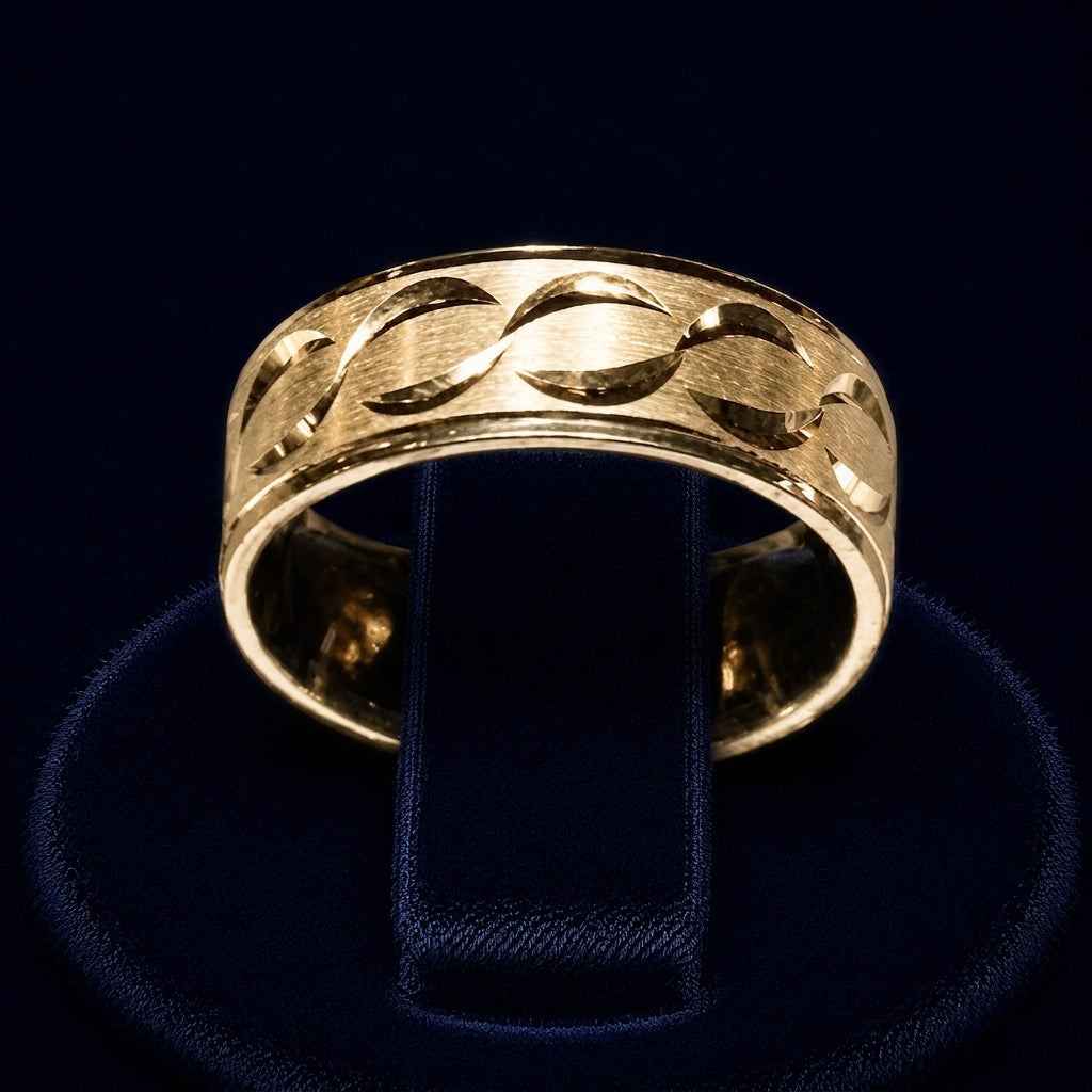 Diamond-Cut Wave Band Ring By Shaped Jewelers