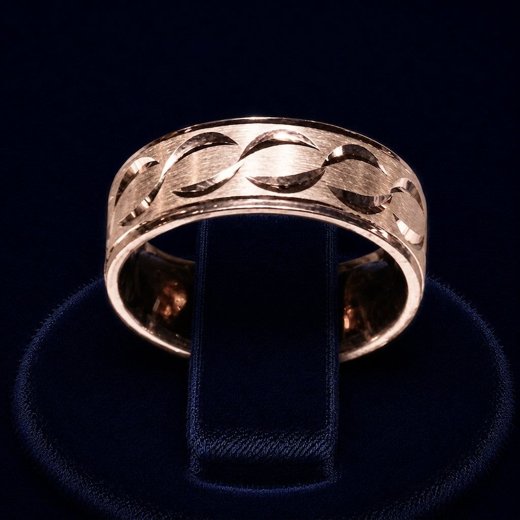 Diamond-Cut Wave Band Ring By Shaped Jewelers
