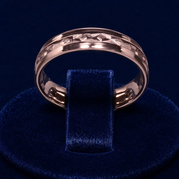 Diamond-Cut X-Pattern Band Ring By Shaped Jewelers