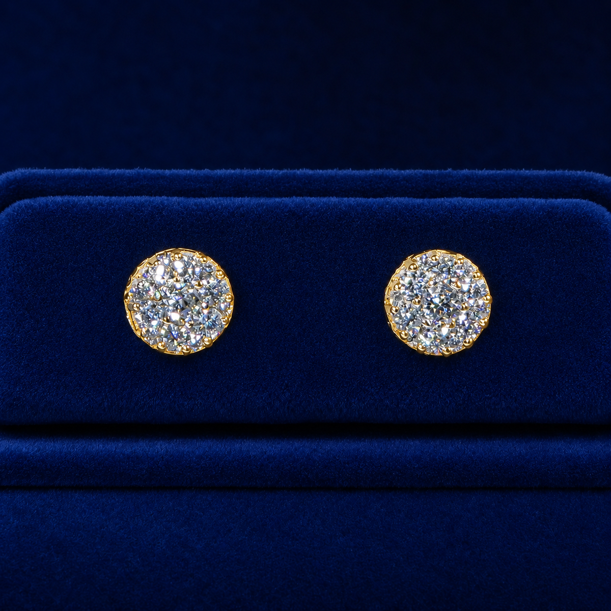 Domed Micropave Cluster Stud Earrings  By Shaped Jewelers