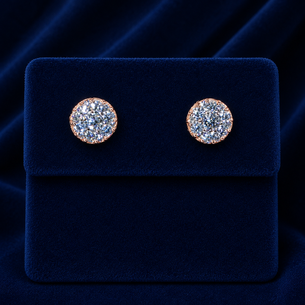 Domed Micropave Cluster Stud Earrings  By Shaped Jewelers