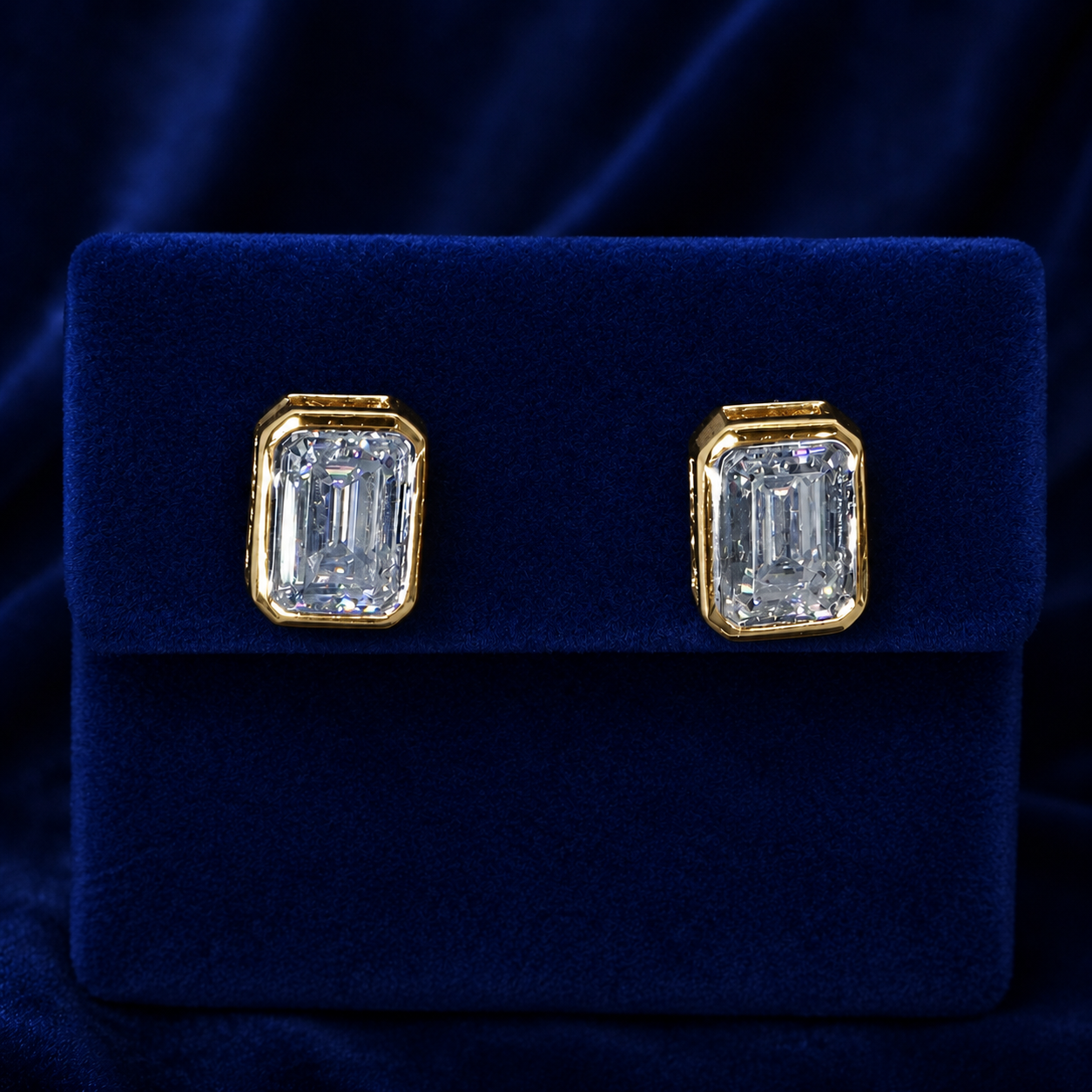 Emerald-Cut Bezel Stud Earrings By Shaped Jewelers