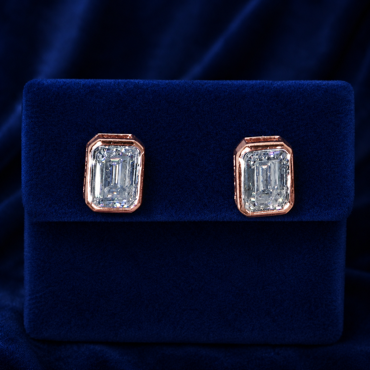Emerald-Cut Bezel Stud Earrings By Shaped Jewelers