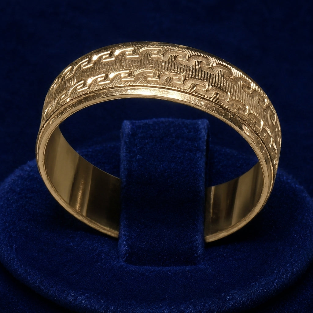 Exotic Link Diamond-Cut Band Ring By Shaped Jewelers
