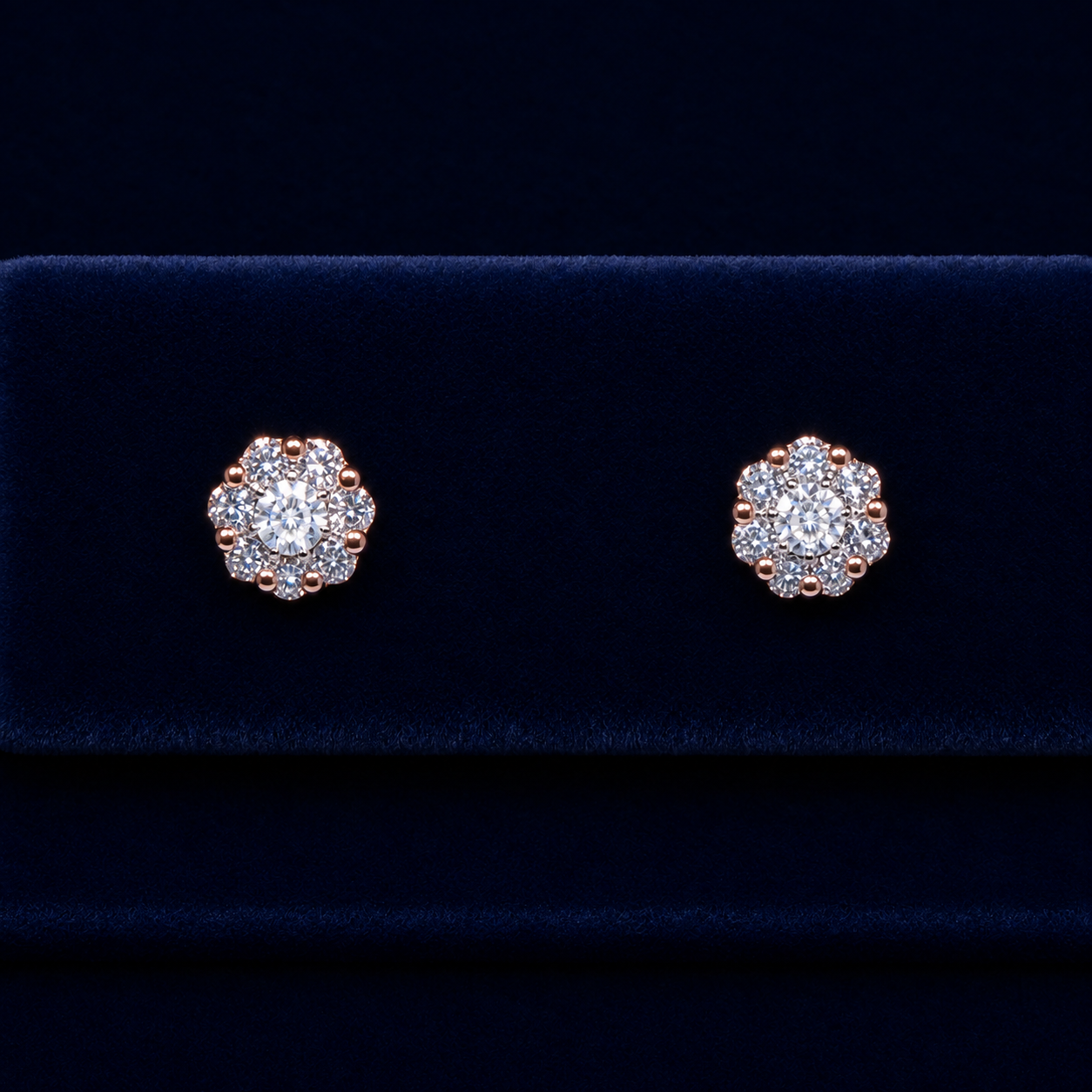 Flower Halo Solitaire Stud Earrings By Shaped Jewelers